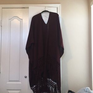 Plus size wine Ruana,